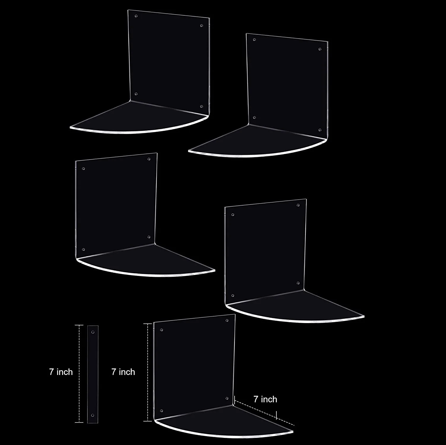 Acrylic Corner Shelf, Wall Mount Corner Shelf Acrylic Floating Corner Shower Storage Organizer with Square Acrylic Board