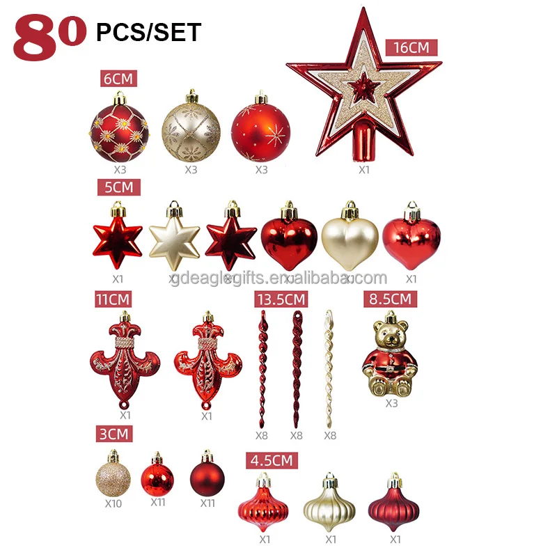 EAGLEGIFTS Guangzhou Xmas Items Red Gold Beautiful Christmas Decorations Pelotas De Plstico Bolas De Navidad Personalizadas