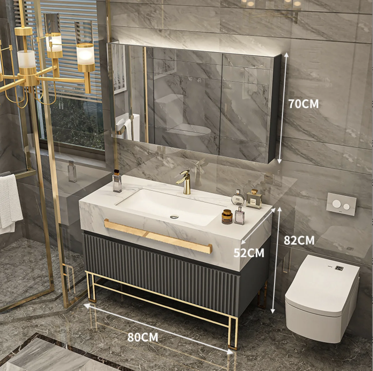 Modern Design Vintage Natural Marble Bathroom Vanity with Sink Wash Basin Cabinets for Villas
