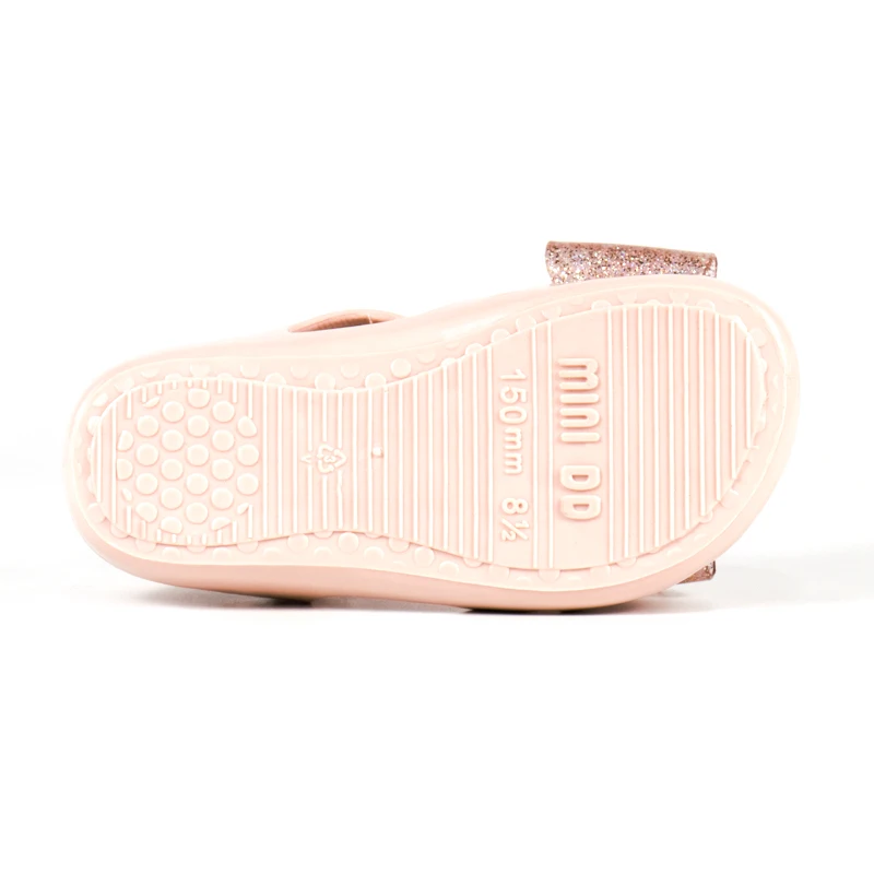 MINI DD Children Outdoor Jelly Flat Sandal Shoes Double Bow Girl Sandal Kids Casual shoes Footwear for Summer