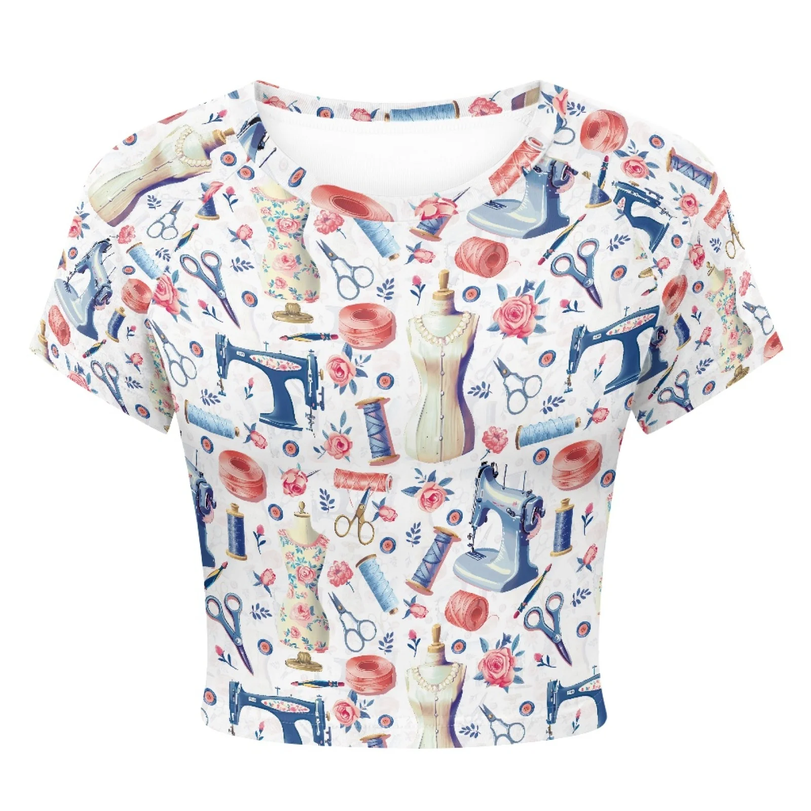 Sublimation Sewing Pattern Summer Custom Baby Tee Y2k Crop Tops Drop Shipping Short Sleeve Cropped T-shirts