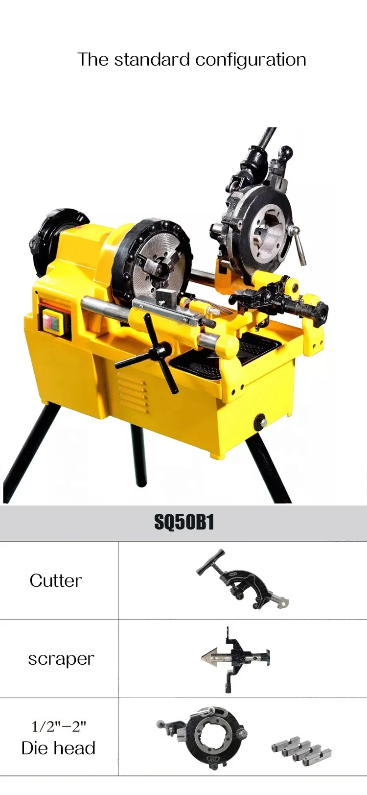 Positive negative automatic threader tapered pipe thread small hand held galvanized pipe electric threading machine