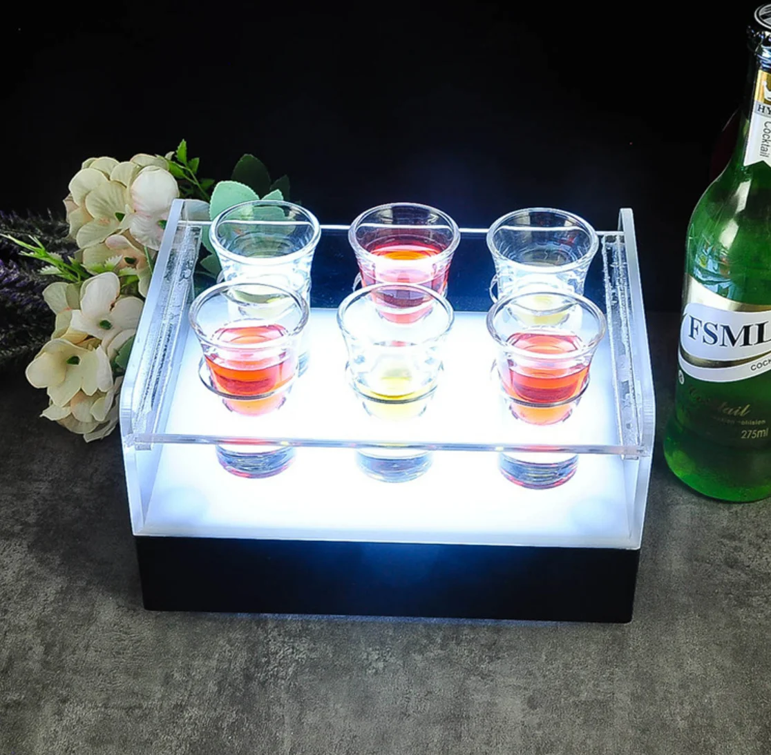 Hot sale in night club  6 PCS acrylic LED wine glass holder