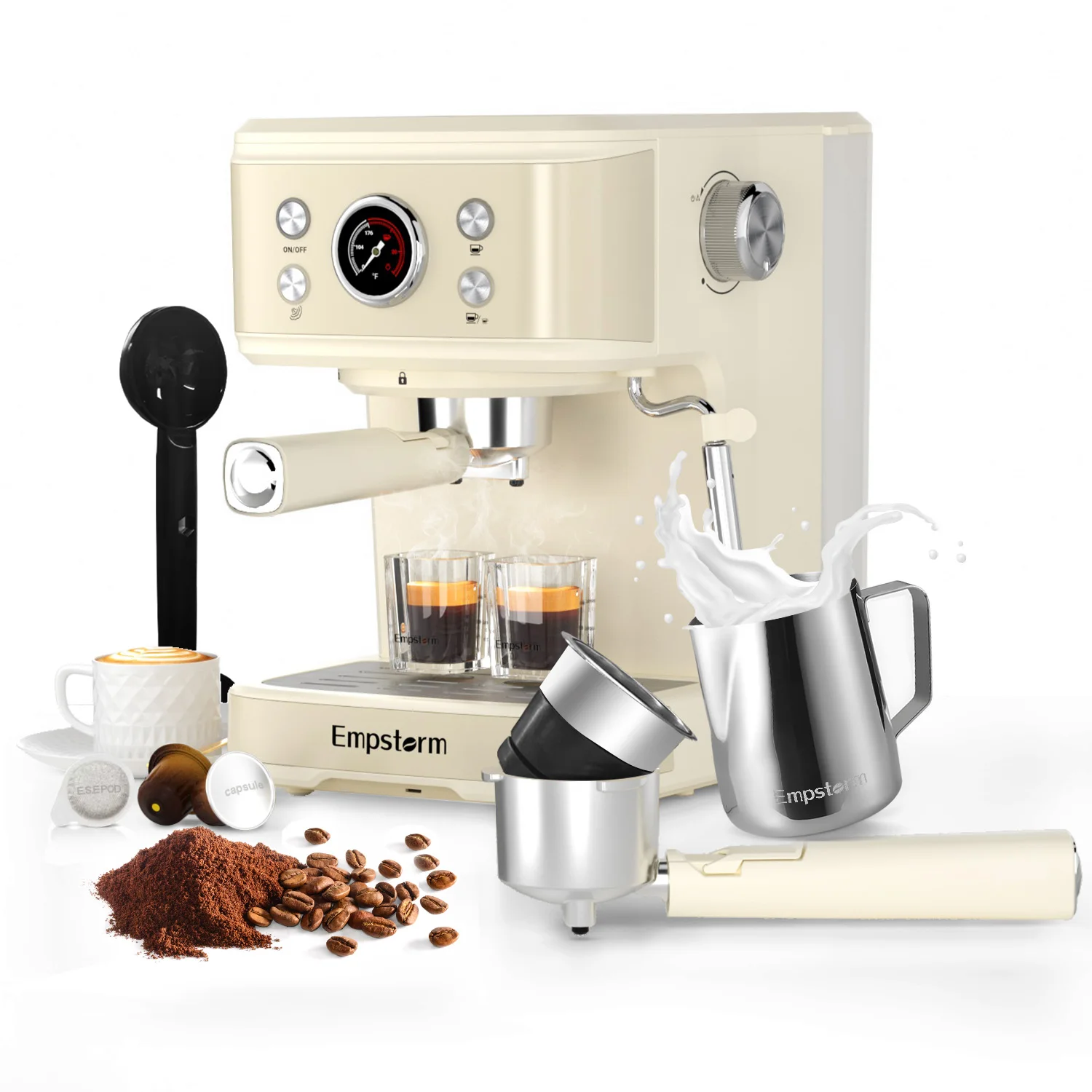 Empstorm 2024 high quality semi-automatic electric 1100w espresso coffee capsule machine with PID Accurate Temperature Control