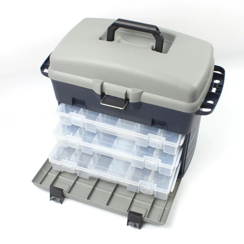 
3 Plies Plastic Fishing Lure Hook Bait Box Bucket Hard Plastic Transparent Storage Case Tool Box 