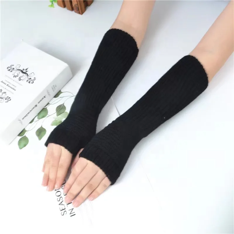 Winter Knitted Women Finger less Arm Warmer Gloves Cashmere Gloves