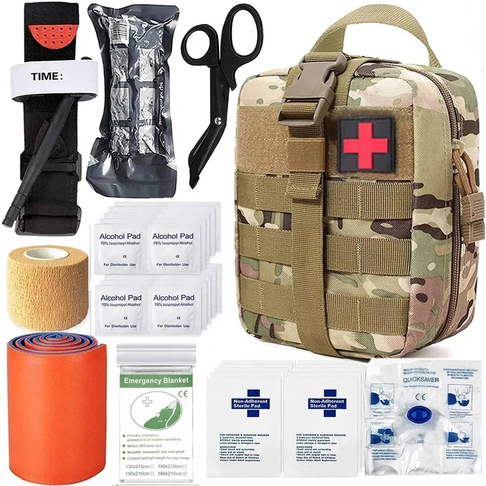 Survival First Aid Kit  Ifak Trauma Med Kit Emergency Medical Chest Seal Bleeding Control Kit, Tactical Molle Pouch for Travel
