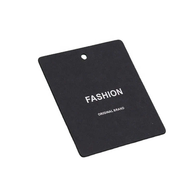 Custom  Logo Golden Embossed Hang Tags 1000gsm Black Cardboard Garment Tags Clothing Labels Hanging Clothes Tag