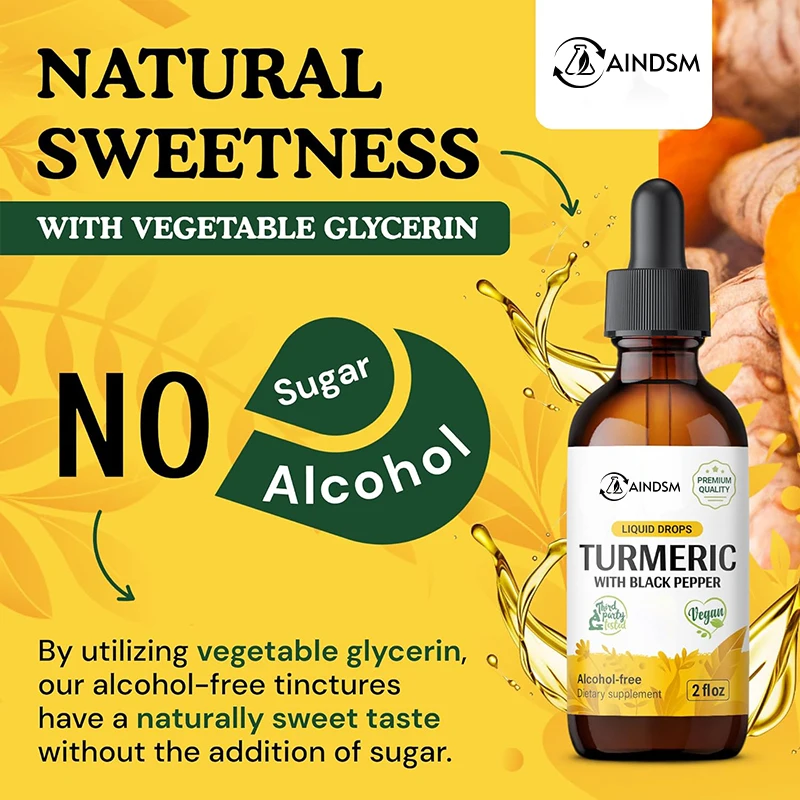 Hot Sale Turemric Curcumin Liquid Drop Black Pepper Turmeric Boost Immune Liquid Health Joint Mobility Turemric Liqudi Drops