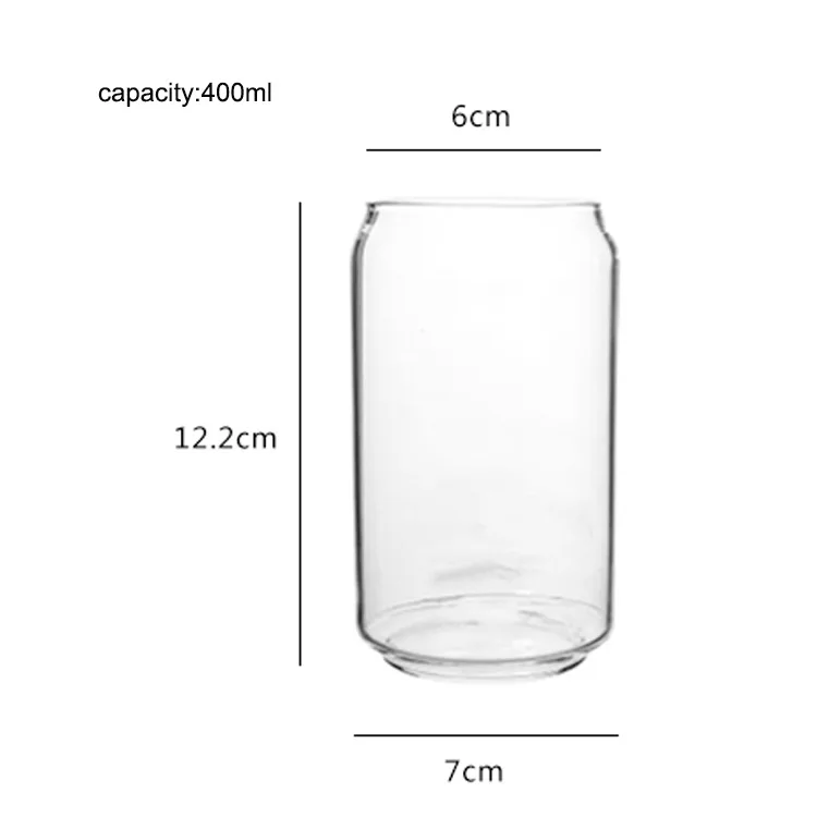 Stock Drinking Iced Coffee Soda Can Glasses Beer Glass Can Cups with Bamboo Lid and Glass Straws