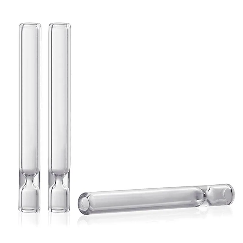 king size 110mm Glass pipe Smoking filter tips tube round mouthpiece custom logo for dry herb cigarette pre-roll
