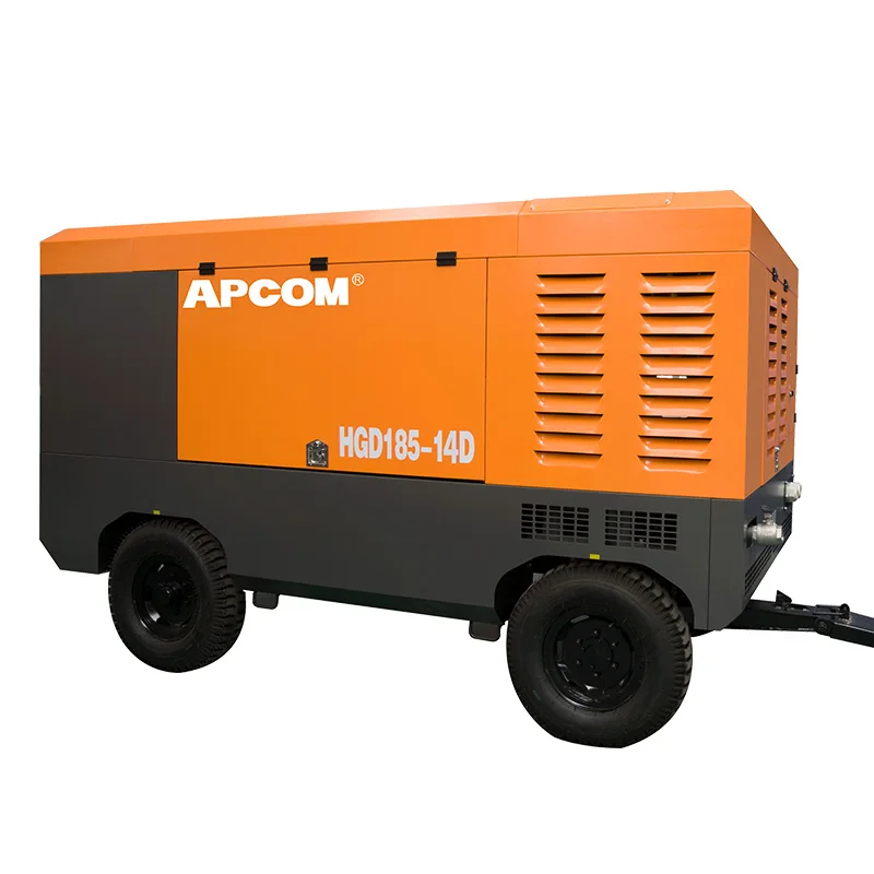 Electric air compressor mining 14bar 800CFM APCOM 250hp  185kw mobile air compressor portable screw compressor