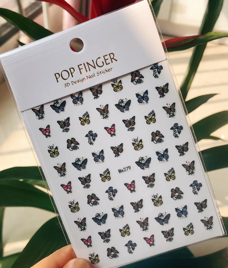 High Quality Cheap Nails Stickers 2023 Colorful Butterfly Nail Art Sticker Decals Spring Summer Flower Nail Art Stickers