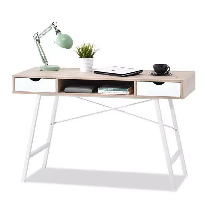 Cheap Odm/oem study table with two storage drawers simple modern wooden computer desk