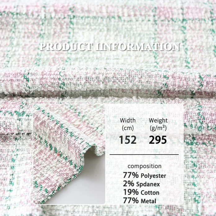 tweed fabric colorful dark Tweed 295gsm classic warm knitting tweed fabric for women coats