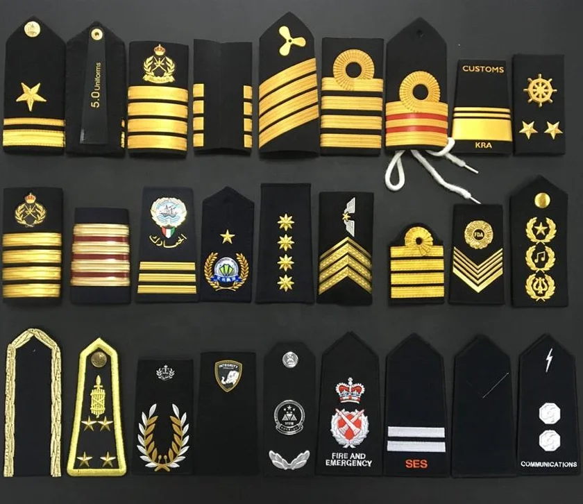 High quality factory wholesale custom embroidery epaulets badges g4s security guards uniform accessories