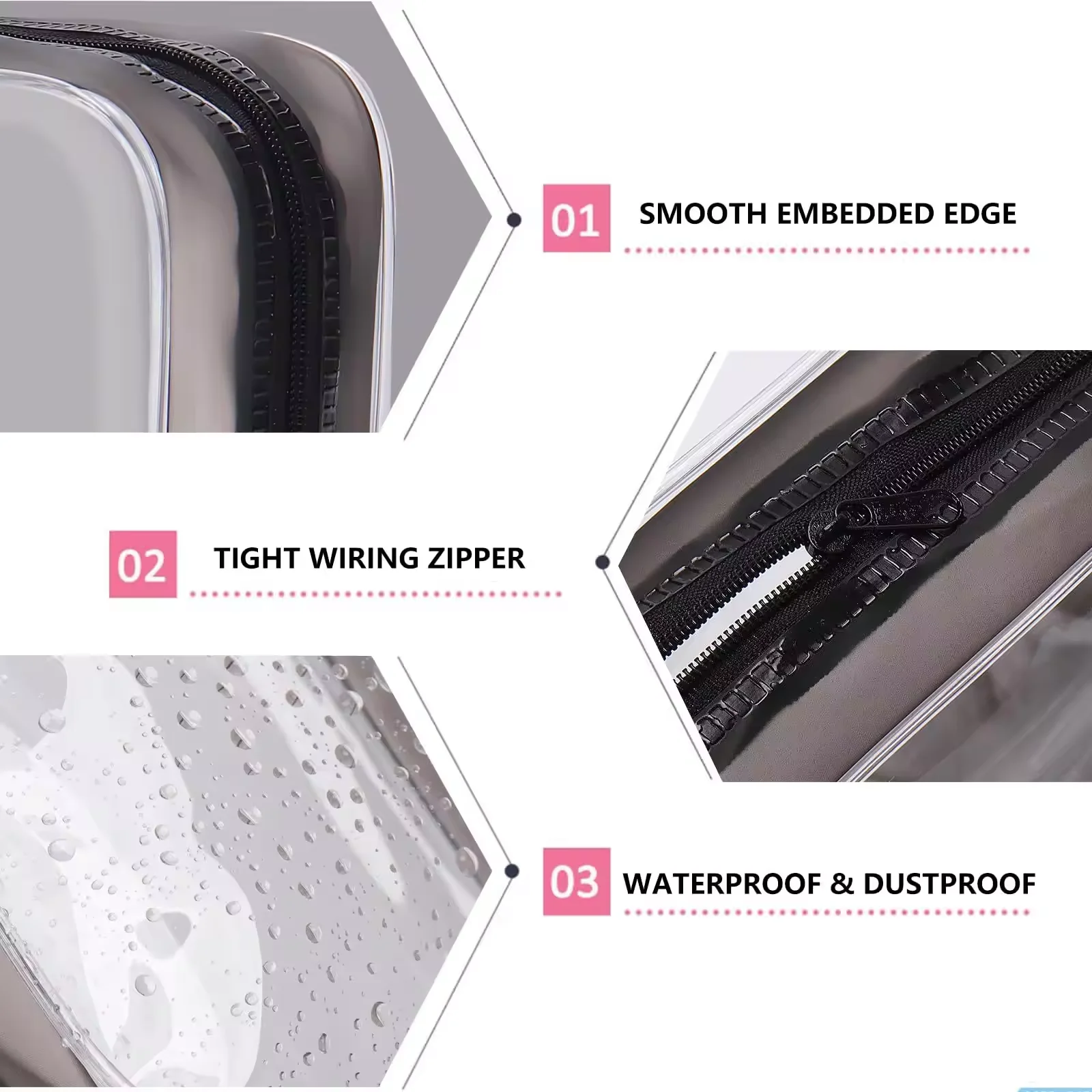 Custom Logo  Clear Make Up Organizer Pouches Tote Travel Toiletry Bags Transparent Pvc Cosmetic Makeup Bag