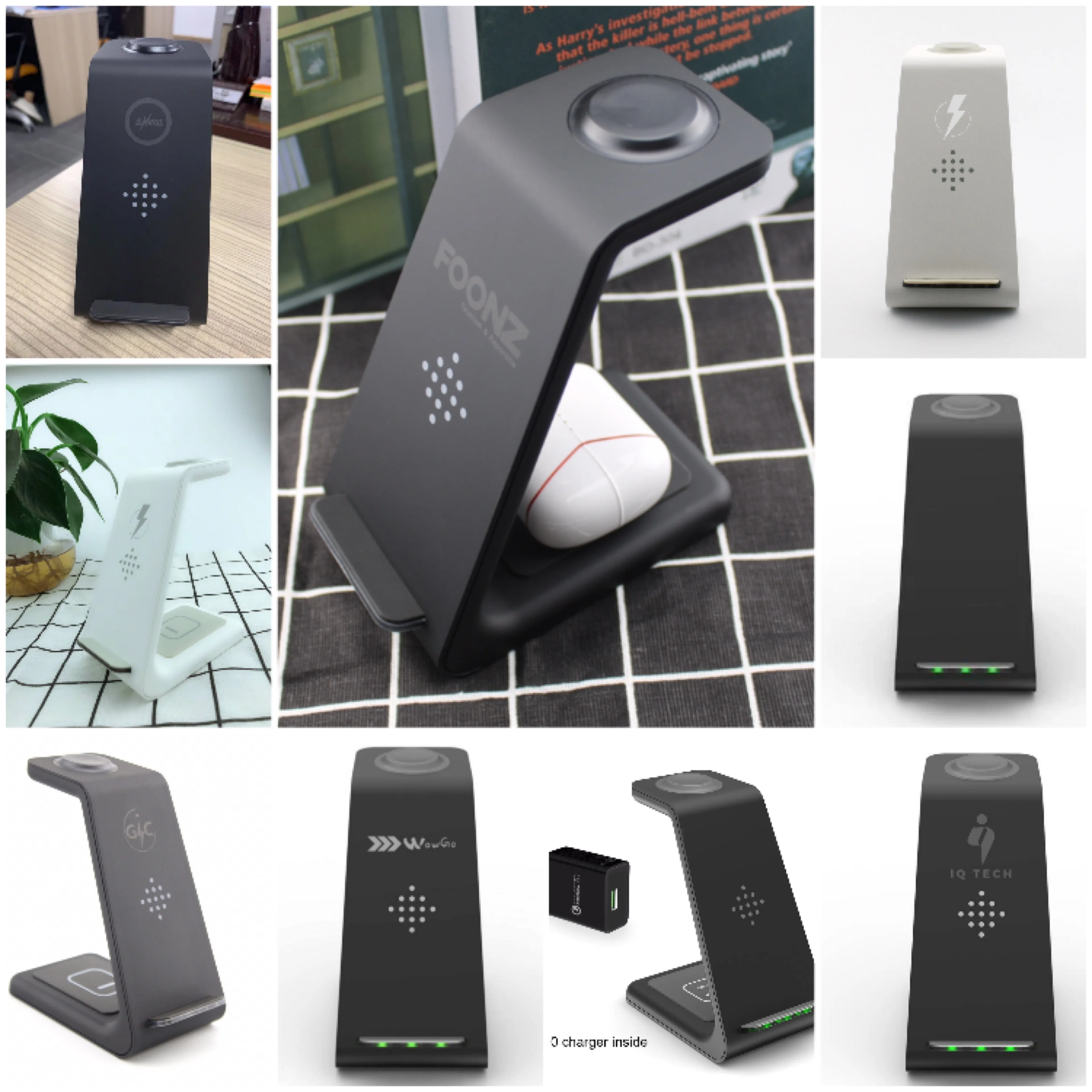 Лучшее Беспроводное зарядное устройство T3 Qi с поддержкой быстрой зарядки 3 в 1 для iPhone Samsung Smart Watch