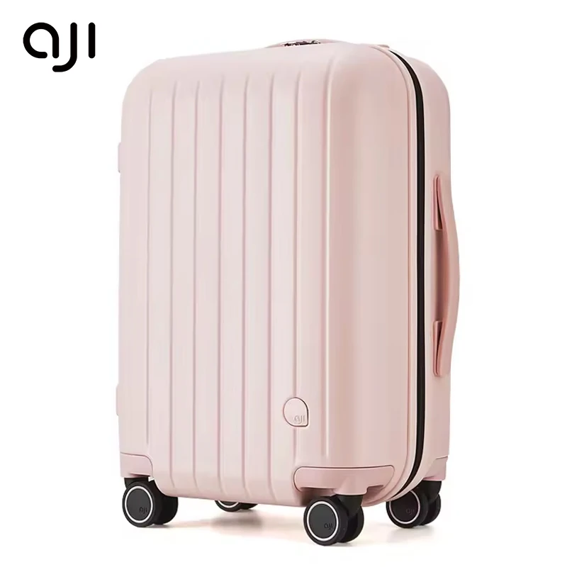 AJI New Design Simple Korean Style Trolley Zipper Travel Luggage Bag Wholesale Wheeled Rolling Cabin Luggage Suitcase