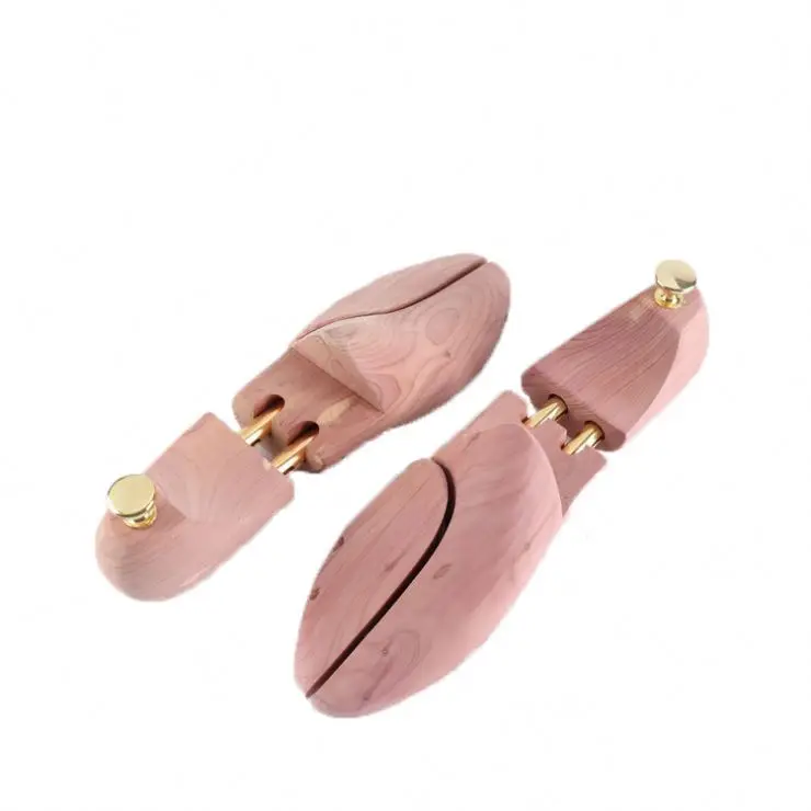 Factory supply Adjustable  Natural Red Cedar US Size Cedar wooden Shoe Tree For Men double tube shoe trees