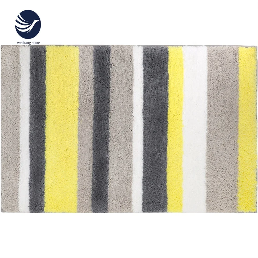 
Hot sale rectangular stripe 100% cotton designer bath mats from China 