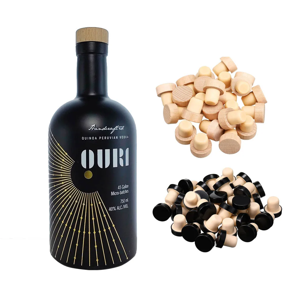 Custom Matte Black Glass Bottle 200ml 375ml 500ml 750ml Round Flint Glass Liquor Wine Vodka Glass Bottle with Cork