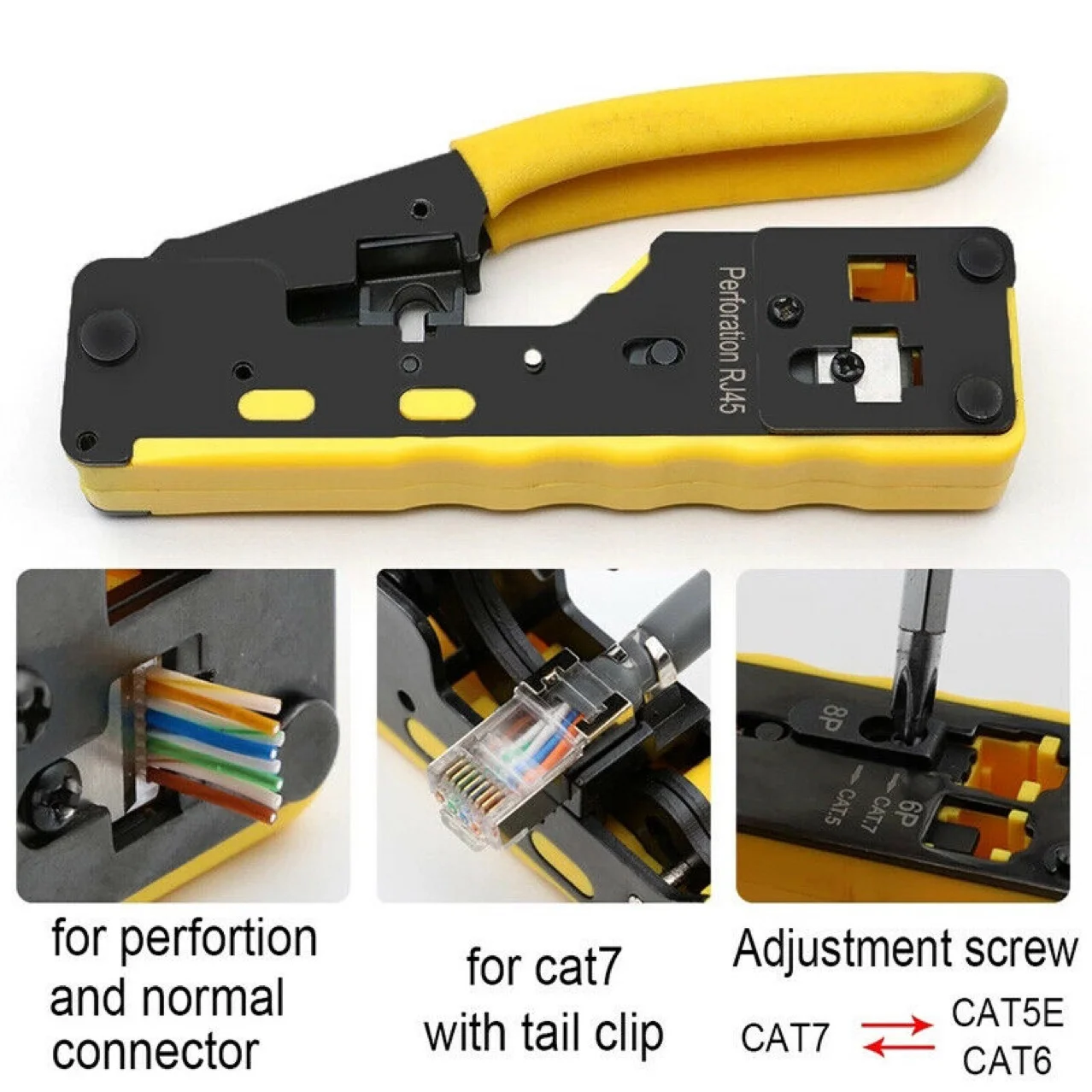 RJ45 RJ11 Cat6 Cat7 connector pass through crimping tool