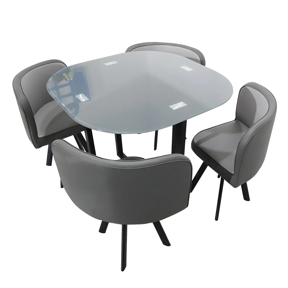 Недорогие круглые металлические ножки для экономии пространства комбинированный обеденный стол с 4 стульями