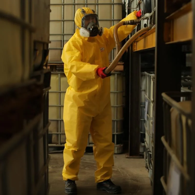 EN14126 Isolation Medical Protective Disposable Protection CAT III PPE Type 3b 4b yellow Work Suit Coveralls