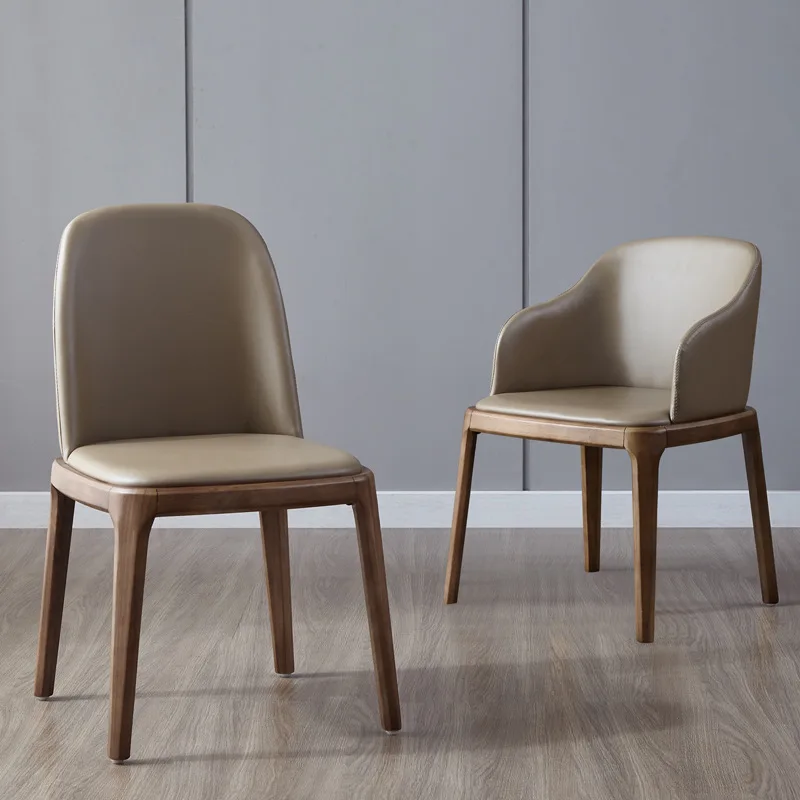Hot Sale Nordic Leather Modern Luxury Design Furniture Dining Room Chairs Solid Wood Chairs hu-2-008