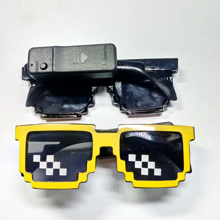 Creative Custom Logo Led Pixel Mosaic Glasses Festival Supplies EL Wireless Light Up Neon Rave Sunglasses For Music Party
