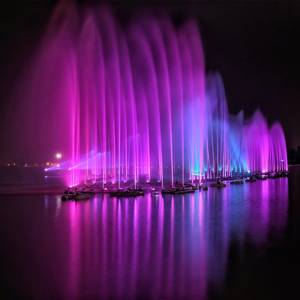 AWS Large Programming Water Fountain Colorful RGB Led Light Musical Floating Fountain Outdoor DMX512