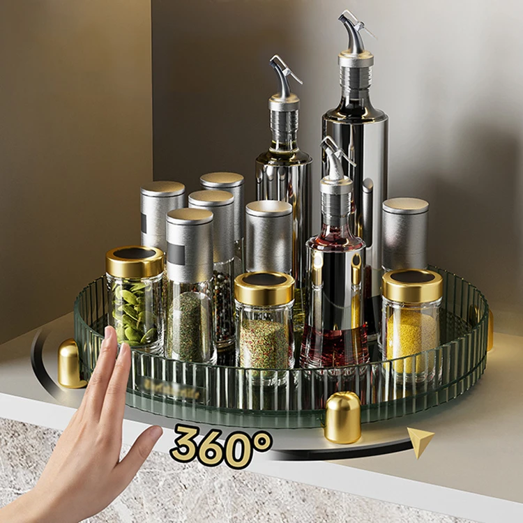 360° Rotating Storage Tray Turntable Organizer Cosmetic Makeup Organizers Rotating Storage Rack