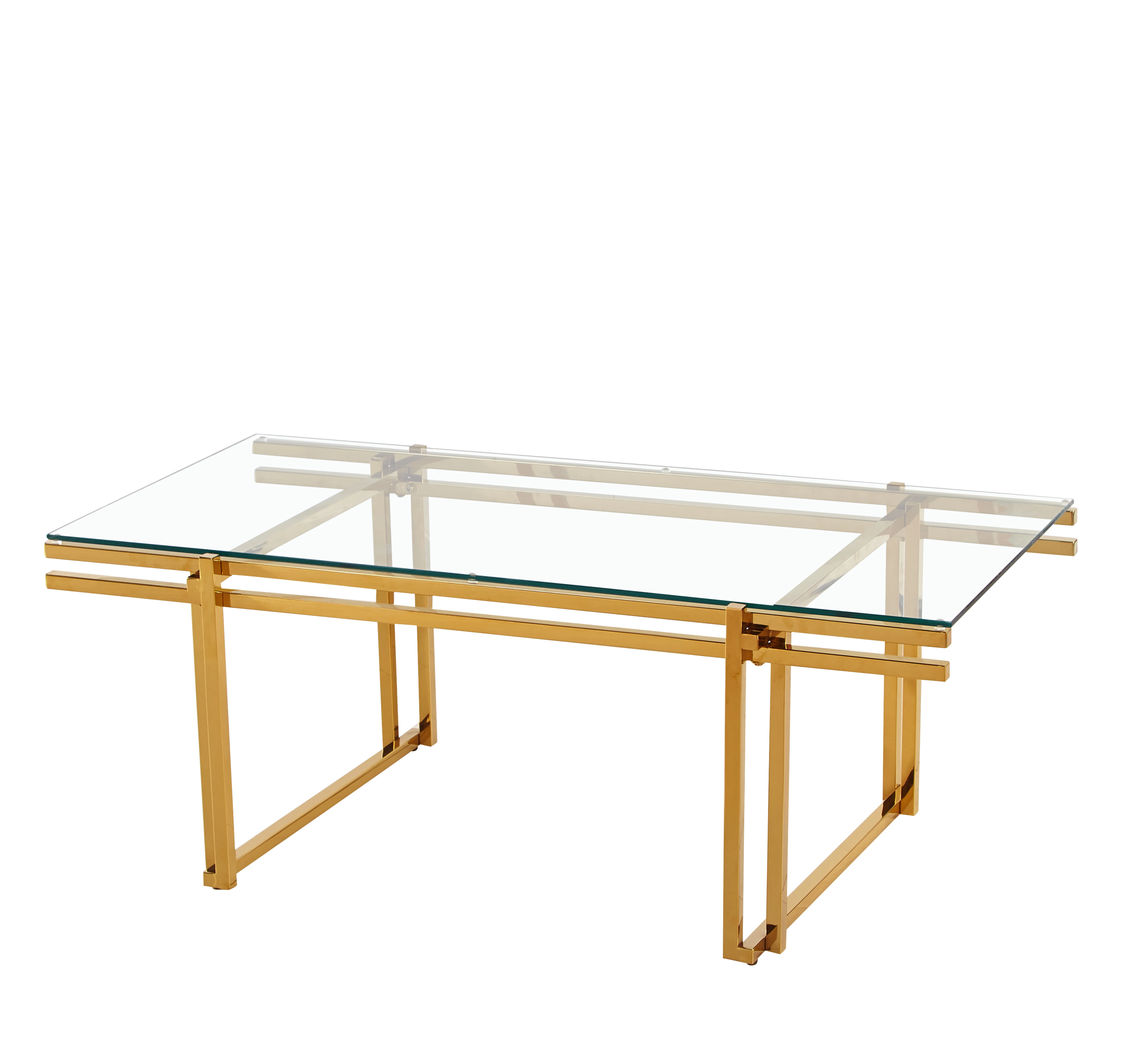 2024 modern luxury home furniture clear glass stainless steel coffee table living room furniture coffee table sets home decor