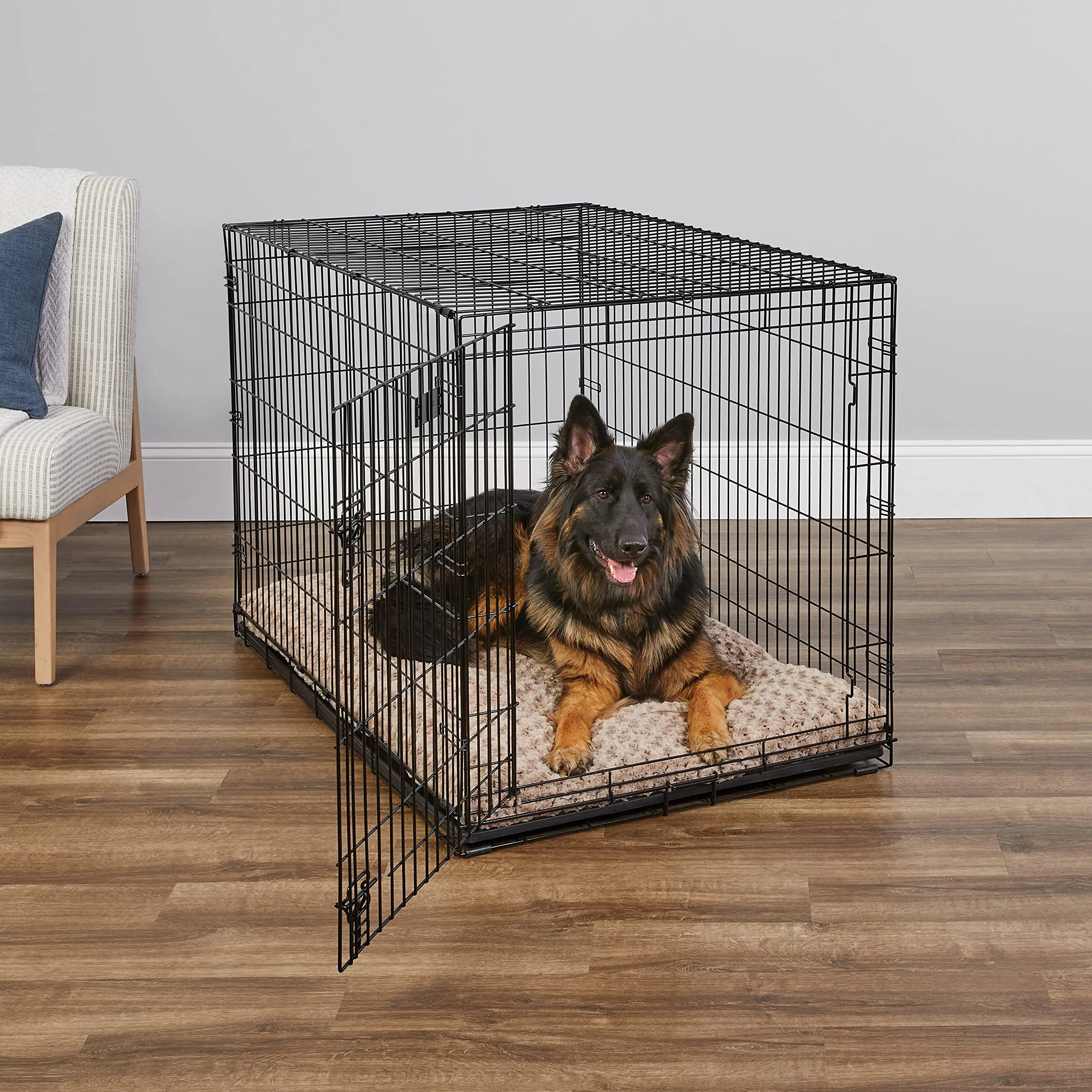 Relaxlines large size double door metal pet Cage Metal Kennels Tray Heavy Duty collapsible Dog cage