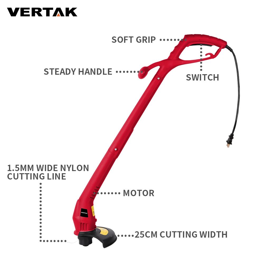 Vertak china garden tools grass trimmer machine cheap price mini electric long handle grass trimmer