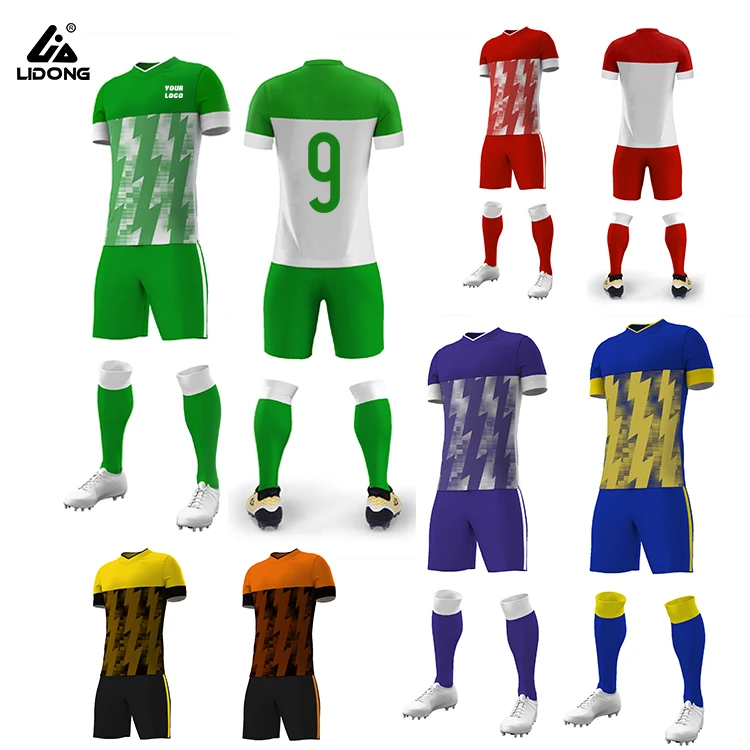 High quality latest design sports football clothing suit youth football shirt adult children team game soccer jersey custom