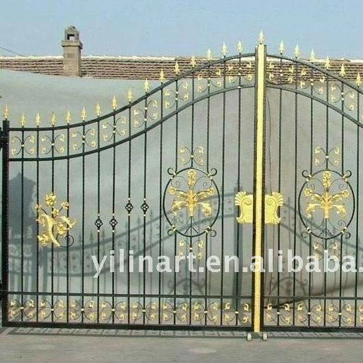 black and gold wrought iron main gate Casting gate YL-E051