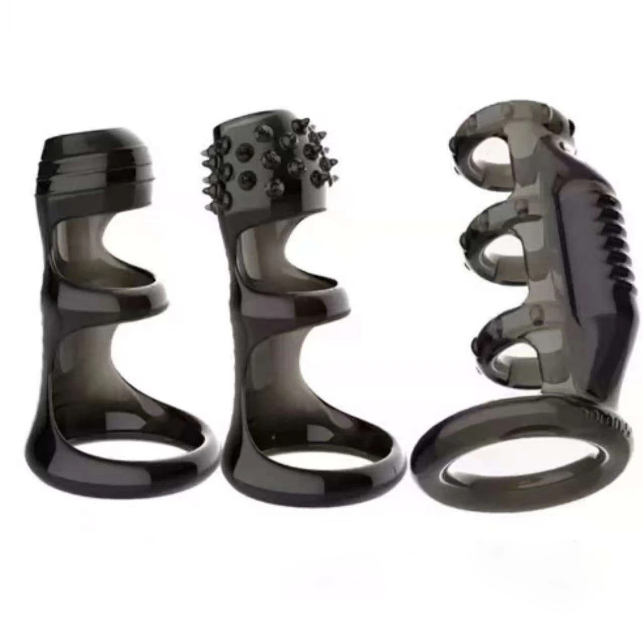 Cock Rings Reusable Penis Enlarge Sleeves Girth Stronger Erection Enhancement Sex Toys TPE Penis Rings for Men