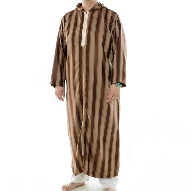 Factory Islamic Clothing Islamic Robe Boubou Jubbah  Muslim Men Abaya Thobe / Thawb Winter Wear with hat