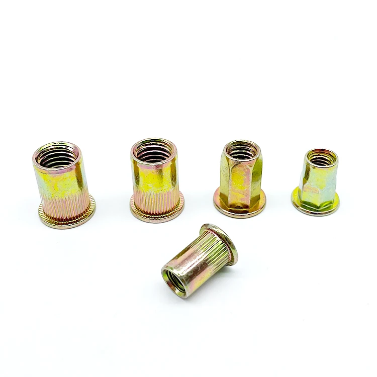 Yellow Zinc Plated Rivet Nut M6 Knurled Aluminum Round Rivet Nuts M8x20