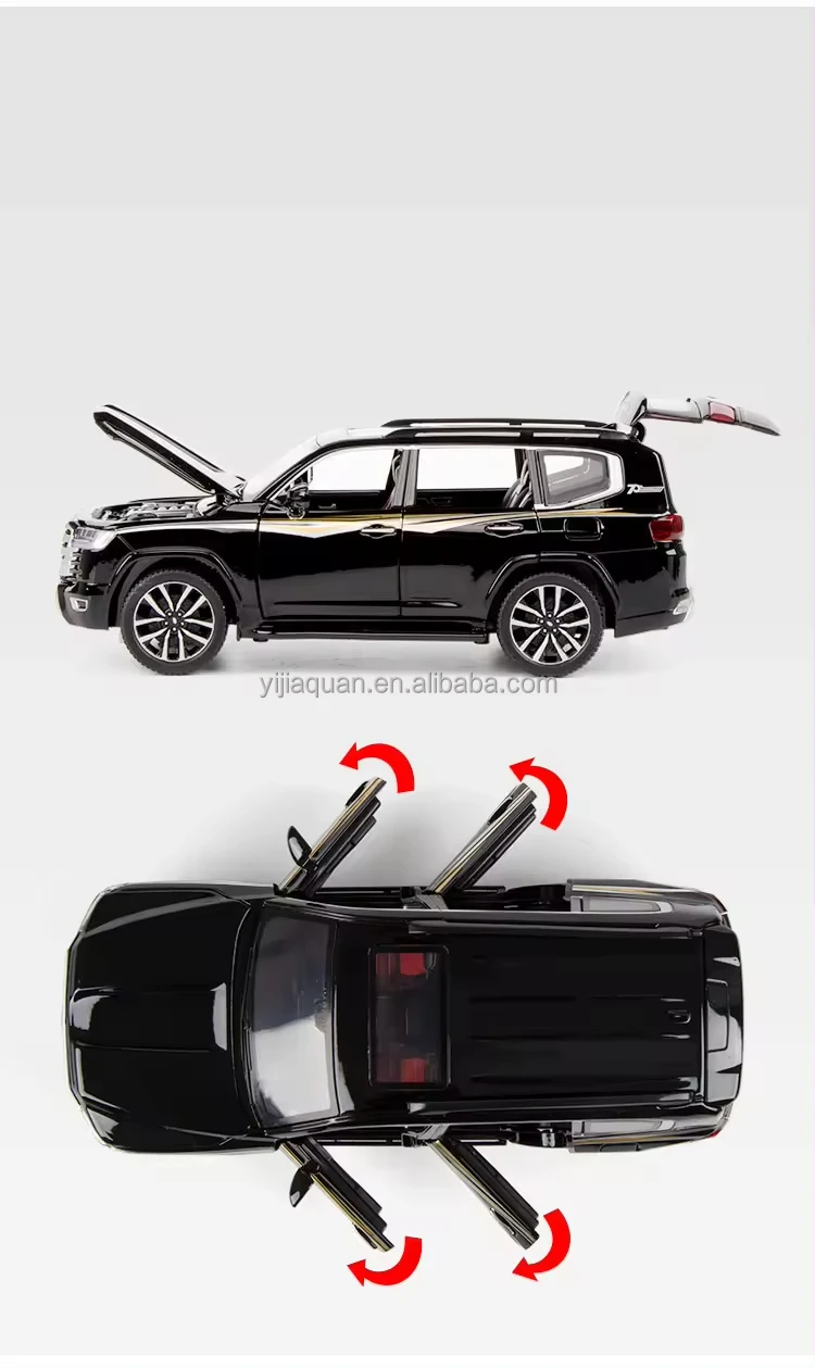 6 opening door pull back simulation diecast metal 1:24 kids alloy die cast model car toys sound and light TOYOTA LAND CRUISER