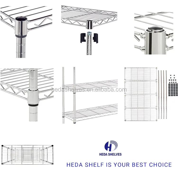 4 Layers Chrome Steel Wire Shelves Heavy Duty Chrome Wire Shelf