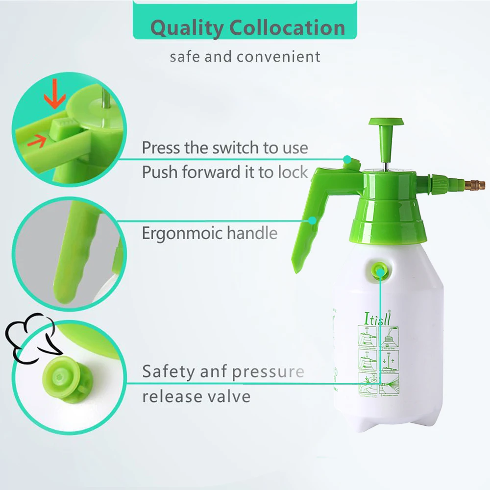 China supplier OEM garden mini hand pump plastic water air pressure sprayer 1 Liter with brass nozzle