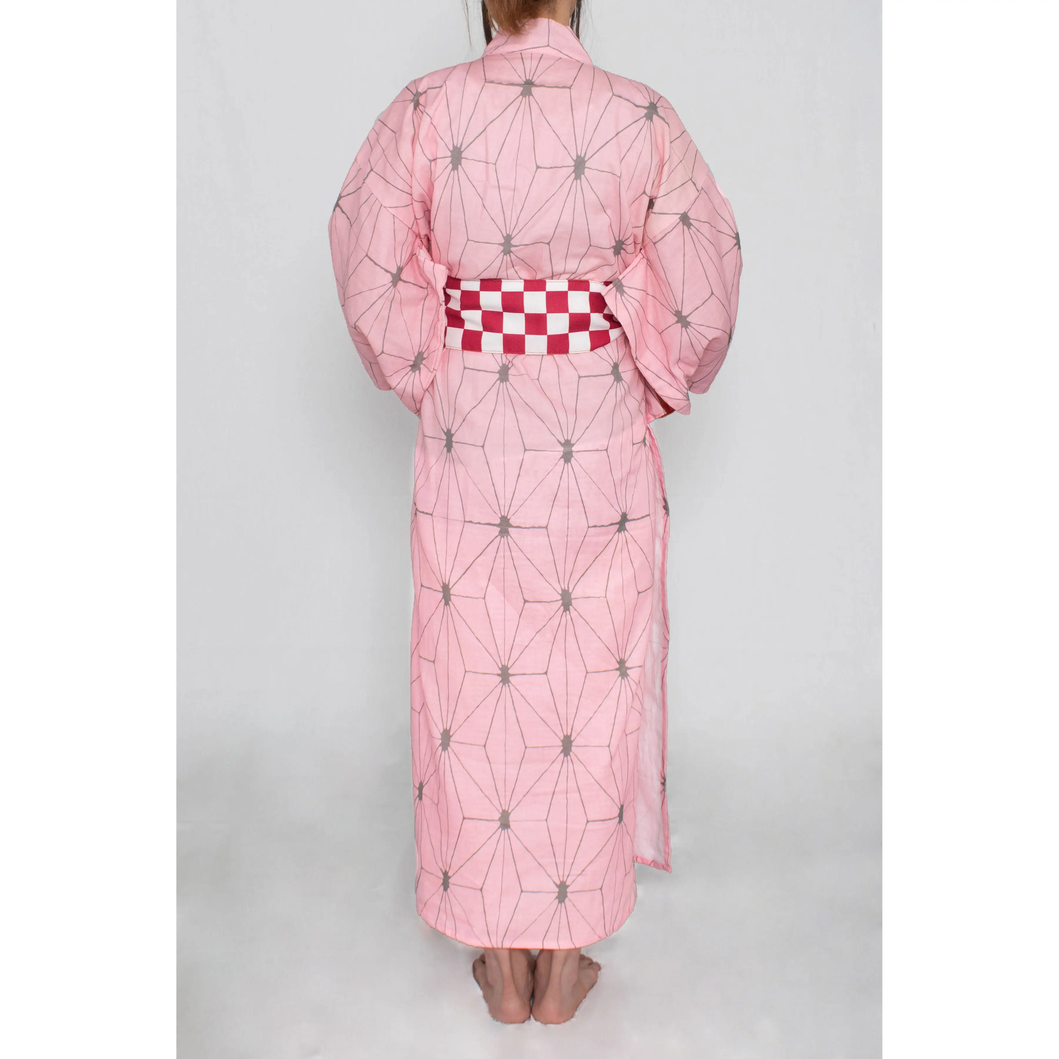 Japan wholesale pink polyester cotton yukata kimono for women