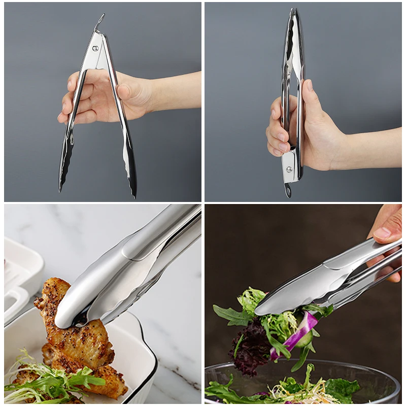Heat Resistant kitchen graters Cooking Kitchen Ice Tongs Stainless Steel Food tongs for cooking
