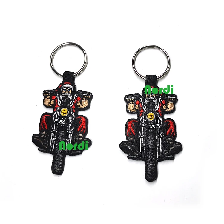 Low Price Personalized Design Fabric Embroidery Keychain Woven Key Holder Custom Logo Key Tag