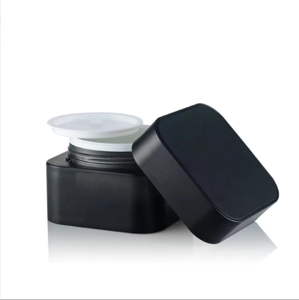 High-End 50g Double-Walled Acrylic Square Plastic Jar for Face Skin Care and Cosmetics