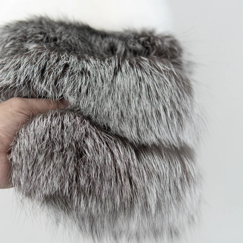 NAFA Wholesale Ladys Winter Velvet Real White Fox Fur Coat for 2024 Design