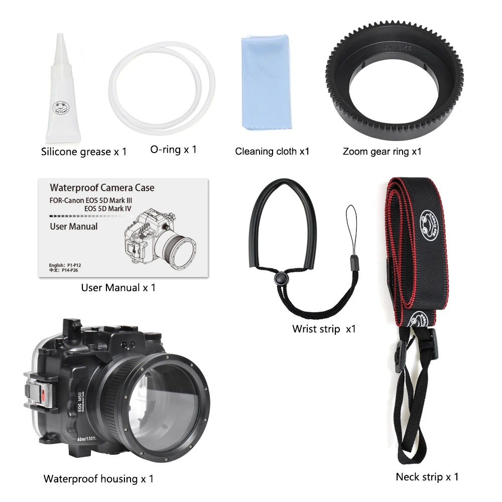 Seafrogs жесткий пластиковый водонепроницаемый 40 м/130ft чехол для камеры Canon M50 / Kiss m (фирменнй переходник для объектива Canon 18-55 мм/15-45 мм) корпус для камеры